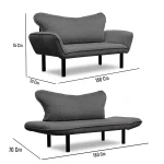 Canapea extensibila 2 locuri living 180X70 cm – stofa gri si metal gri – Chatto