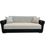 Canapea extensibila 3 loc cu spatiu de depozitare – stofa negru si bej – Country - imagine 8