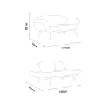 Canapea extensibila 2 locuri living 205X80 cm – stofa & metal, gri – Genzo - imagine 5