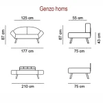 Canapea extensibila 2 locuri living 205X80 cm – stofa & metal, gri – Genzo - imagine 4