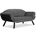 Canapea extensibila 2 locuri living 205X80 cm – stofa & metal, gri – Genzo