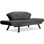 Canapea extensibila 2 locuri living 205X80 cm – stofa & metal, gri – Genzo - imagine 2