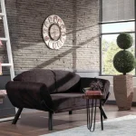 Canapea extensibila 2 locuri living 205X80 cm – stofa & metal, gri – Genzo - imagine 3