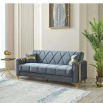 Canapea extensibila cu lada de depozitare 220x87x93 cm , detalii aurii –Camara - imagine 6