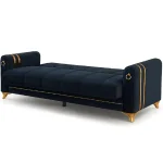 Canapea extensibila cu lada de depozitare 220x87x93 cm , detalii aurii –Camara - imagine 9