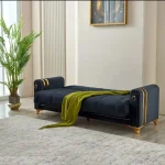 Canapea extensibila cu lada de depozitare 220x87x93 cm , detalii aurii –Camara - imagine 2