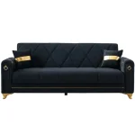 Canapea extensibila cu lada de depozitare 220x87x93 cm , detalii aurii –Camara - imagine 10