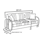 Canapea extensibila cu spatiu de depozitare 220x87x93 cm – stofa gri – Elegance - imagine 3