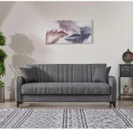 Canapea extensibila cu spatiu de depozitare 220x87x93 cm – stofa gri – Elegance - imagine 4