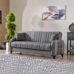 Canapea extensibila cu spatiu de depozitare 220x87x93 cm – stofa gri – Elegance - imagine 7