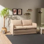 Canapea extensibila 2 locuri moderna, 200x148 cm – stofa bej – Saga - imagine 12