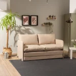 Canapea extensibila 2 locuri moderna, 200x148 cm – stofa bej – Saga - imagine 11