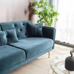 Canapea extensibila 3 locuri si lada de depozitare 216x82x80 cm – stofa turcoaz – Loren - imagine 9