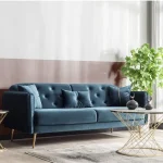 Canapea extensibila 3 locuri si lada de depozitare 216x82x80 cm – stofa turcoaz – Loren - imagine 7