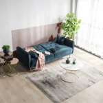 Canapea extensibila 3 locuri si lada de depozitare 216x82x80 cm – stofa turcoaz – Loren - imagine 4