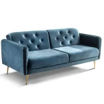 Canapea extensibila 3 locuri si lada de depozitare 216x82x80 cm – stofa turcoaz – Loren - imagine 6