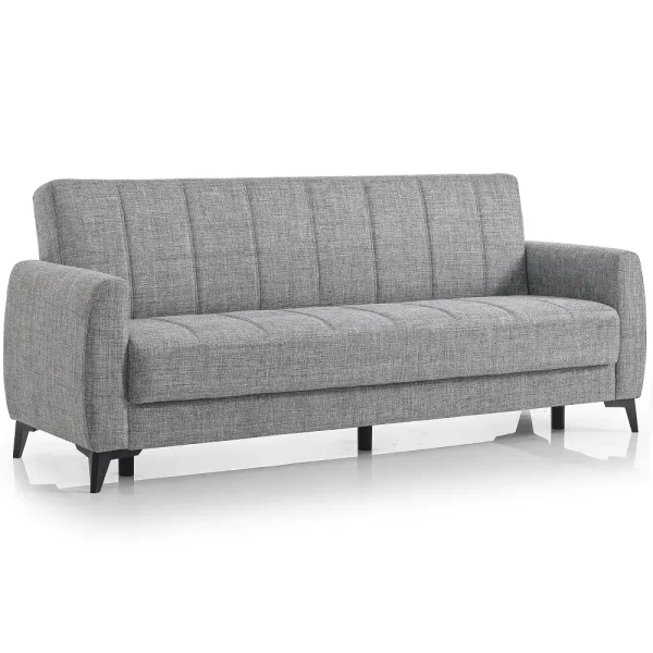 Canapea extensibila cu lada de depozitare living 215x85x90 cm – stofă, gri – Hilton