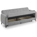 Canapea extensibila cu lada de depozitare living 215x85x90 cm – stofă, gri – Hilton - imagine 5