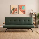 Canapea extensibilă 2 locuri modernă, 180x100 cm – stofă verde & metal negru – Newyork - imagine 9