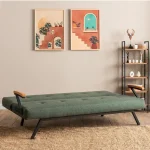 Canapea extensibilă 2 locuri modernă, 180x100 cm – stofă verde & metal negru – Newyork - imagine 8