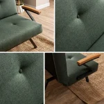 Canapea extensibilă 2 locuri modernă, 180x100 cm – stofă verde & metal negru – Newyork - imagine 10