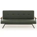 Canapea extensibilă 2 locuri modernă, 180x100 cm – stofă verde & metal negru – Newyork - imagine 5