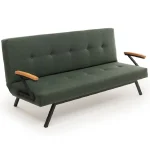 Canapea extensibilă 2 locuri modernă, 180x100 cm – stofă verde & metal negru – Newyork - imagine 3