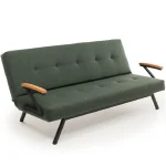 Canapea extensibilă 2 locuri modernă, 180x100 cm – stofă verde & metal negru – Newyork - imagine 6