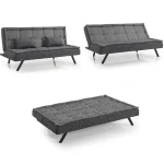 Canapea extensibila moderna 185x89x90 cm – stofa bej– Monaco - imagine 3