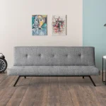 Canapea extensibilă modernă, 180x102 cm – stofă gri & metal negru – Zola