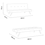 Canapea extensibilă modernă, 180x102 cm – stofă gri & metal negru – Zola - imagine 6