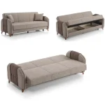 Canapea extensibila cu spatiu de depozitare 220x87x93 cm – stofa maro – Elegance - imagine 12