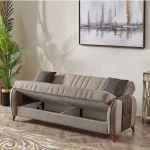 Canapea extensibila cu spatiu de depozitare 220x87x93 cm – stofa maro – Elegance - imagine 3