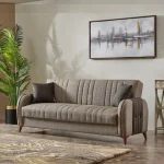 Canapea extensibila cu spatiu de depozitare 220x87x93 cm – stofa maro – Elegance - imagine 7