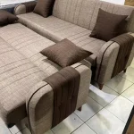 Canapea extensibila cu spatiu de depozitare 220x87x93 cm – stofa maro – Elegance - imagine 8