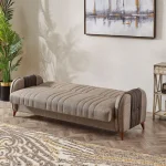 Canapea extensibila cu spatiu de depozitare 220x87x93 cm – stofa maro – Elegance - imagine 2