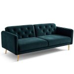 Canapea extensibila 3 locuri si lada de depozitare 216x82x80 cm – stofa turcoaz – Loren - imagine 3