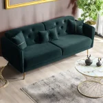 Canapea extensibila 3 locuri si lada de depozitare 216x82x80 cm – stofa turcoaz – Loren - imagine 2