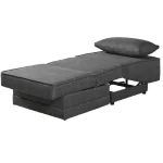 Fotoliu extensibil cu lada de depozitare Nest, gri, material textil, 82X191 cm - imagine 4