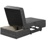 Fotoliu extensibil cu lada de depozitare Nest, gri, material textil, 82X191 cm - imagine 6