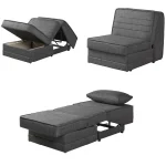 Fotoliu extensibil cu lada de depozitare Nest, gri, material textil, 82X191 cm - imagine 2