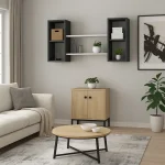 Raft de perete, Matilda Homs, gri antracit/alb, 60 x 105 x 20 cm, PAL