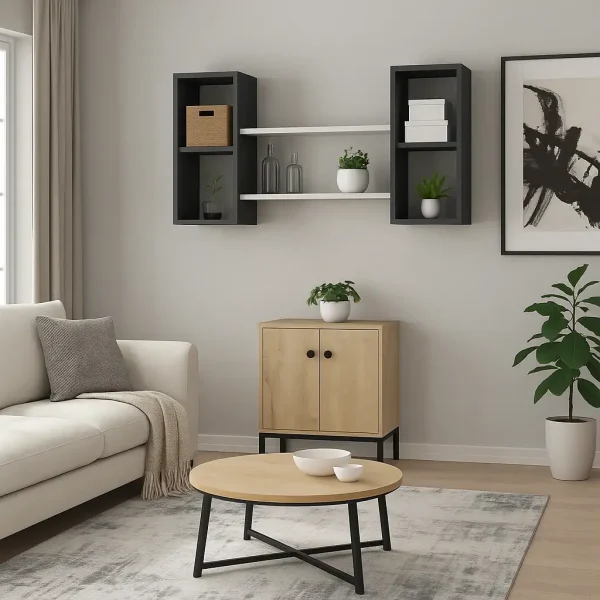 Raft de perete, Matilda Homs, gri antracit/alb, 60 x 105 x 20 cm, PAL