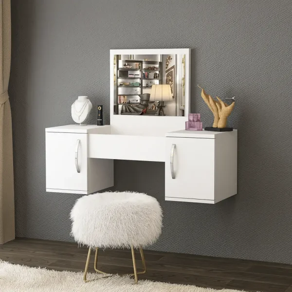 Masa toaleta suspendata cu oglinda, Laura Homs, 100 x 376 x 723 mm ,alb