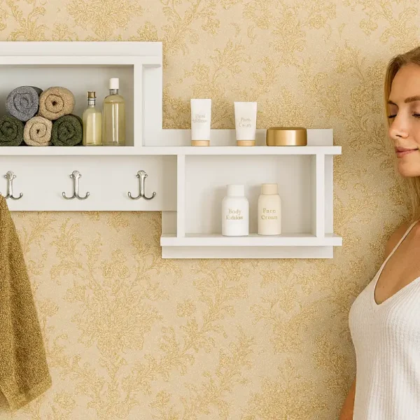 Raft suspendat cu agatatori Nizza Homs, 100 x 51.8 x 19.6 cm, alb