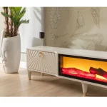 Comoda tv cu semineu Calvin, culoare bej 160 cm - imagine 10