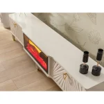 Comoda tv cu semineu Calvin, culoare bej 160 cm - imagine 7