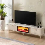 Comoda tv cu semineu Calvin, culoare bej 160 cm - imagine 8