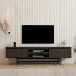 Comoda tv Angelyn pentru living culoare nuc si antracit 180 cm - imagine 6