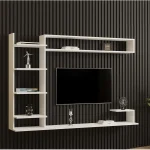 Comoda tv pentru perete cu raft, culoare alb 180 cm
